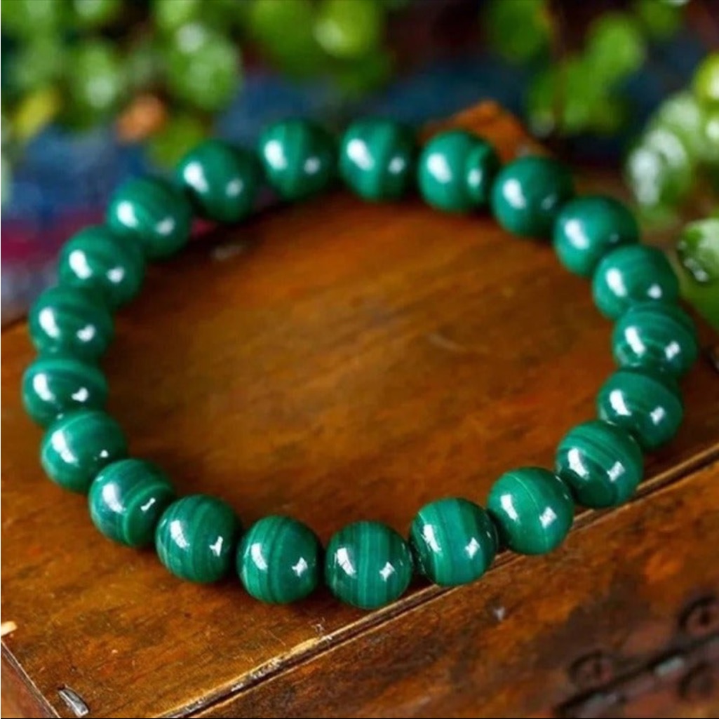 Genuine Malachite Stretch Bracelet Unisex Healing Jewelry 50$